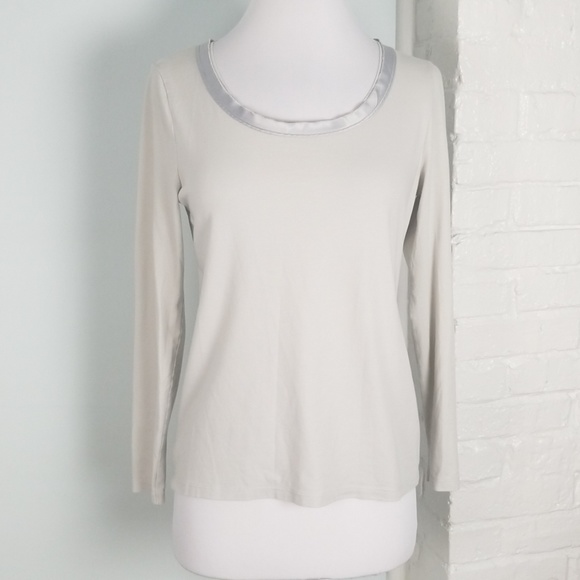 Ann Taylor Tops - Ann Taylor petite raw satin trim tee